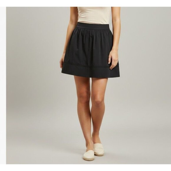 LOFT Dresses & Skirts - LOFT Mini Skirt Womens Size 8 Black Cotton Gathered A Line Pockets Casual